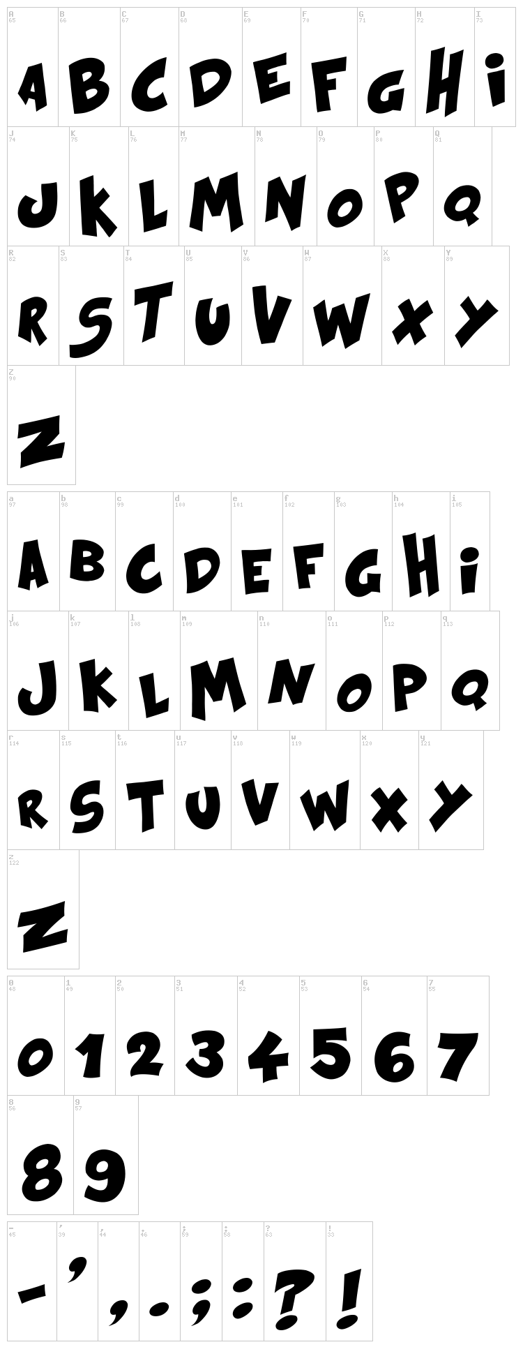 Kraash font map